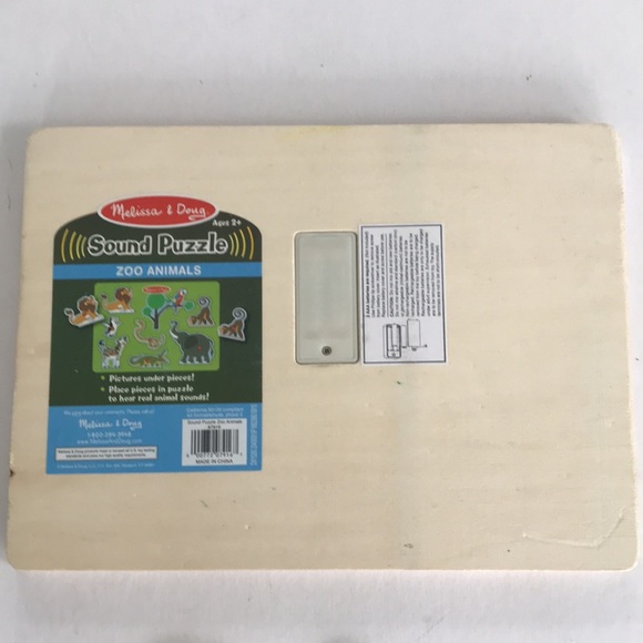 Melissa & Doug Zoo Animal Sounds Wood Puzzle Lion Elephant Zebra Monkey Peguin - Picture 5 of 6